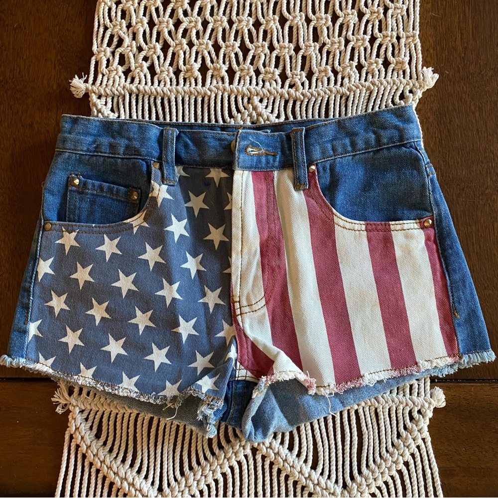 Forever 21 American Flag Jean Shorts